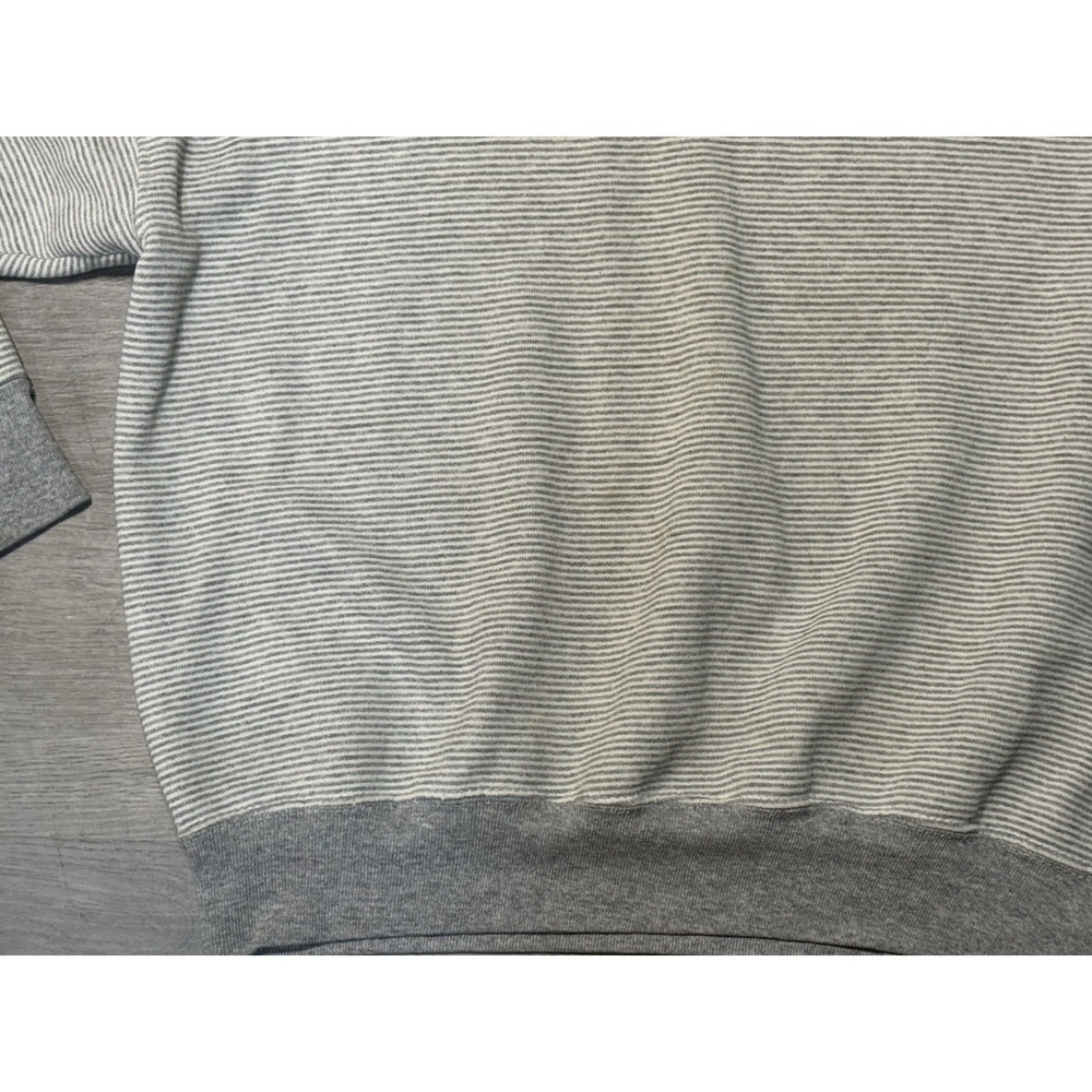 Vintage Travaux Crewneck Sweatshirt Mens Large Gray Striped "Interlake" Logo - Picture 2 of 13